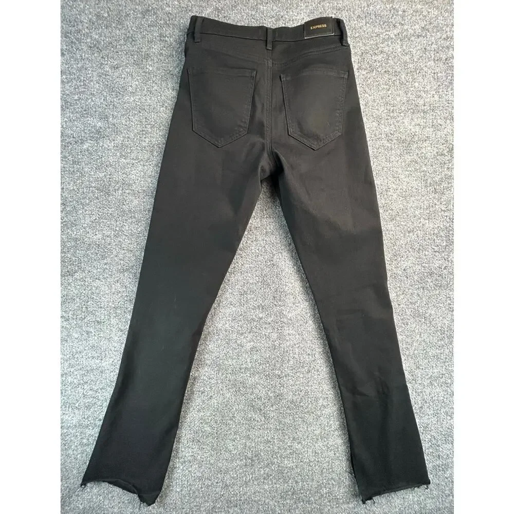 Express Mid Rise Black Skinny Jeans Women's Size 2R Stretch Ankle Pants - Picture 2 of 9